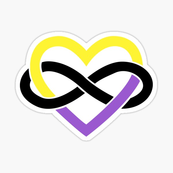 Non-Binary Polyamory Infinity Heart (White) Sticker