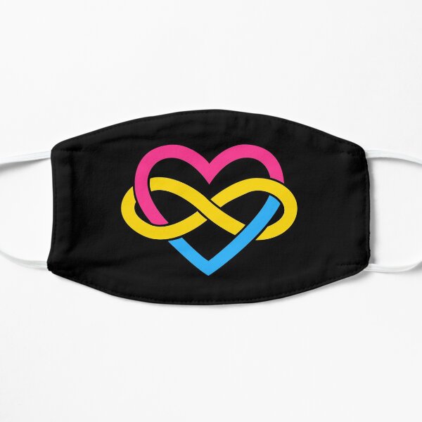 Pansexual Polyamory Infinity Heart (Black) Flat Mask