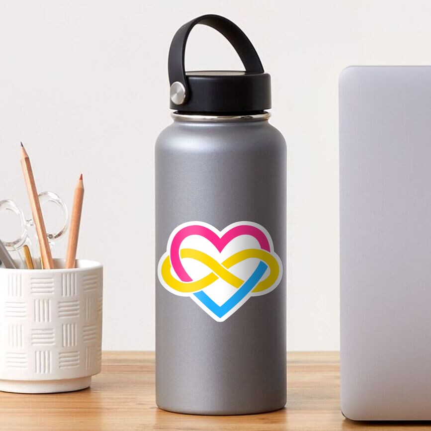 Pansexual Polyamory Infinity Heart (Black) Sticker