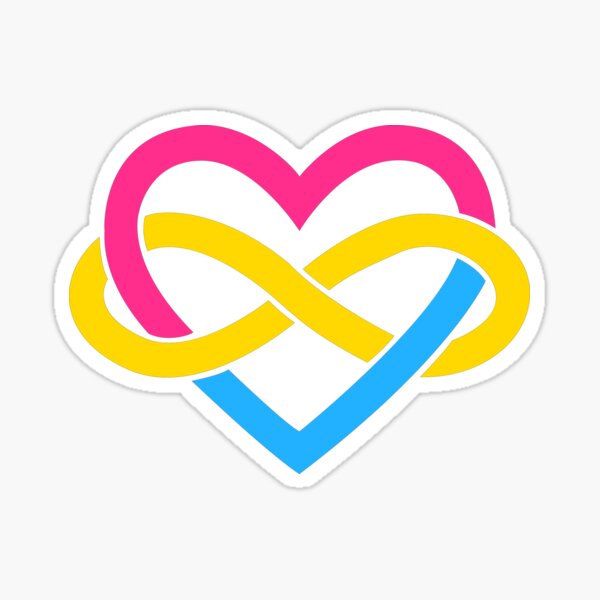 Pansexual Polyamory Infinity Heart (Black) Sticker