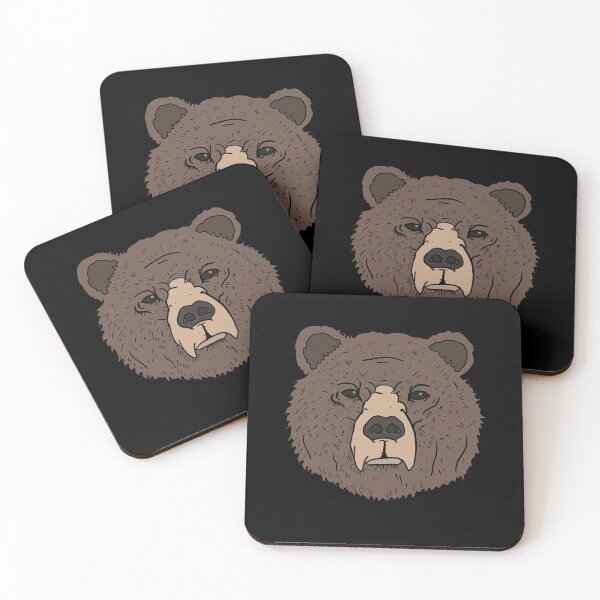 Item preview, Grumpy Brown Bear Head hand drawn portrait designed and sold by Mesyo.