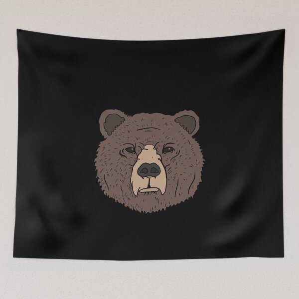 Item preview, Grumpy Brown Bear Head hand drawn portrait designed and sold by Mesyo.