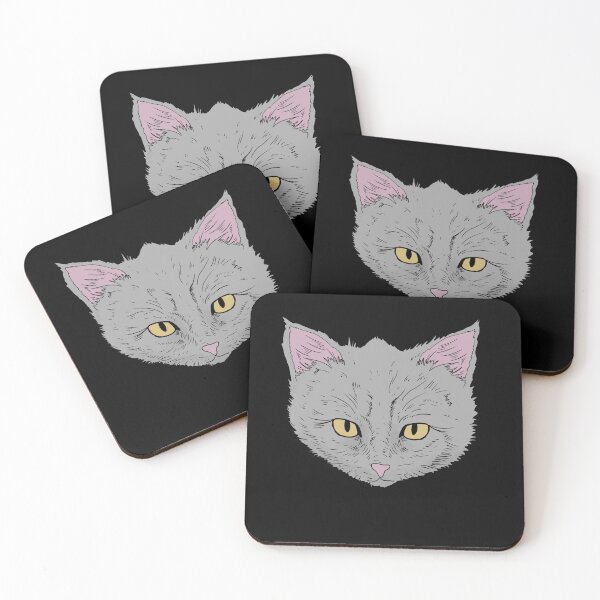Item preview, Grey Cat with grumpy face and yellow eyes designed and sold by Mesyo.