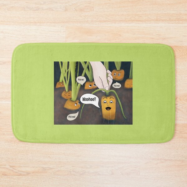 Item preview, Carrots Do Scream  – funny cartoon characters on green background designed and sold by Crystal Raymond.
