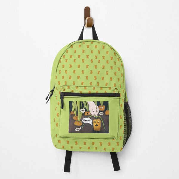 Item preview, Carrots Do Scream – funny cartoon characters on green background designed and sold by Crystal Raymond.