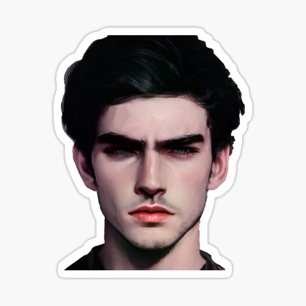 Portrait of a brunette man, art drawing of a man. Portrait of a man by photo Sticker