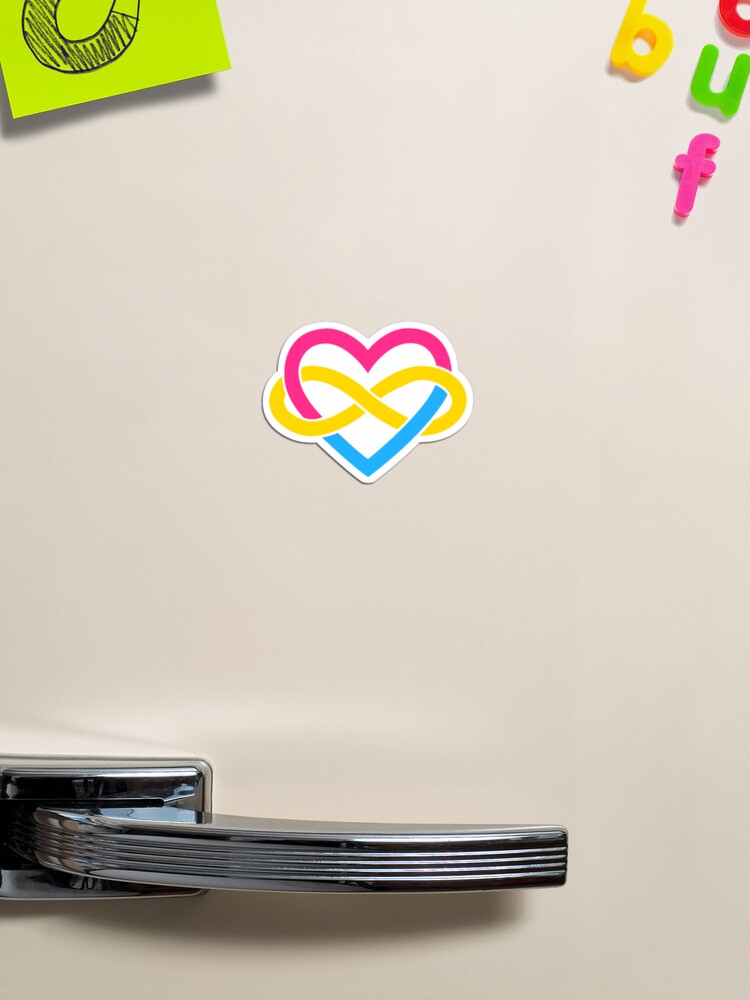 Thumbnail 1 of 3, Magnet, Pansexual Polyamory Infinity Heart (White) designed and sold by polyphiliashop.