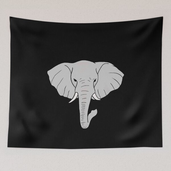 Item preview, Grey Elephant with tusks hand drawn portrait designed and sold by Mesyo.