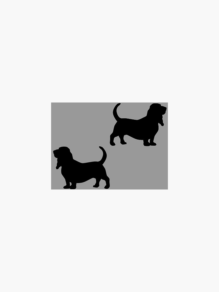 "Gray and Black Basset Hound Silhouette" Sticker for Sale by