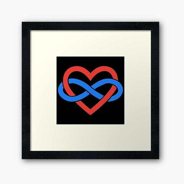 Polyamory Infinity Heart (Black) Framed Art Print