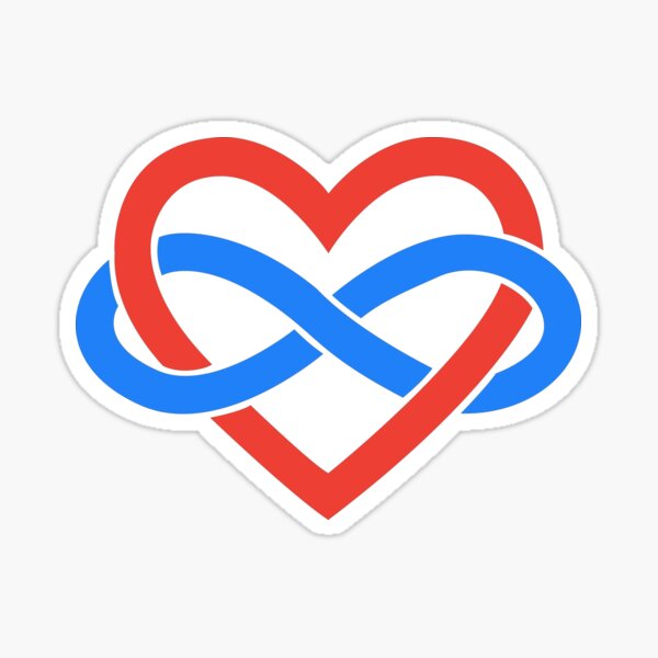 Polyamory Infinity Heart (Black) Sticker