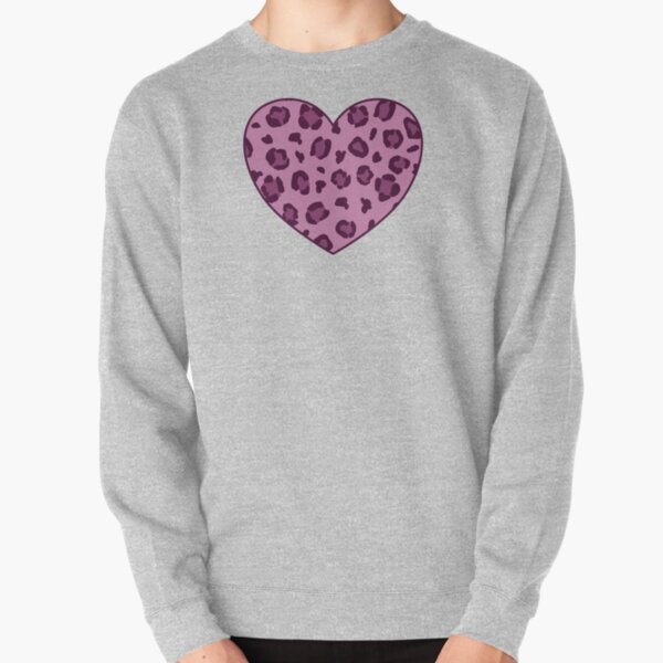 Lilac Leopard Print Heart Sweatshirt