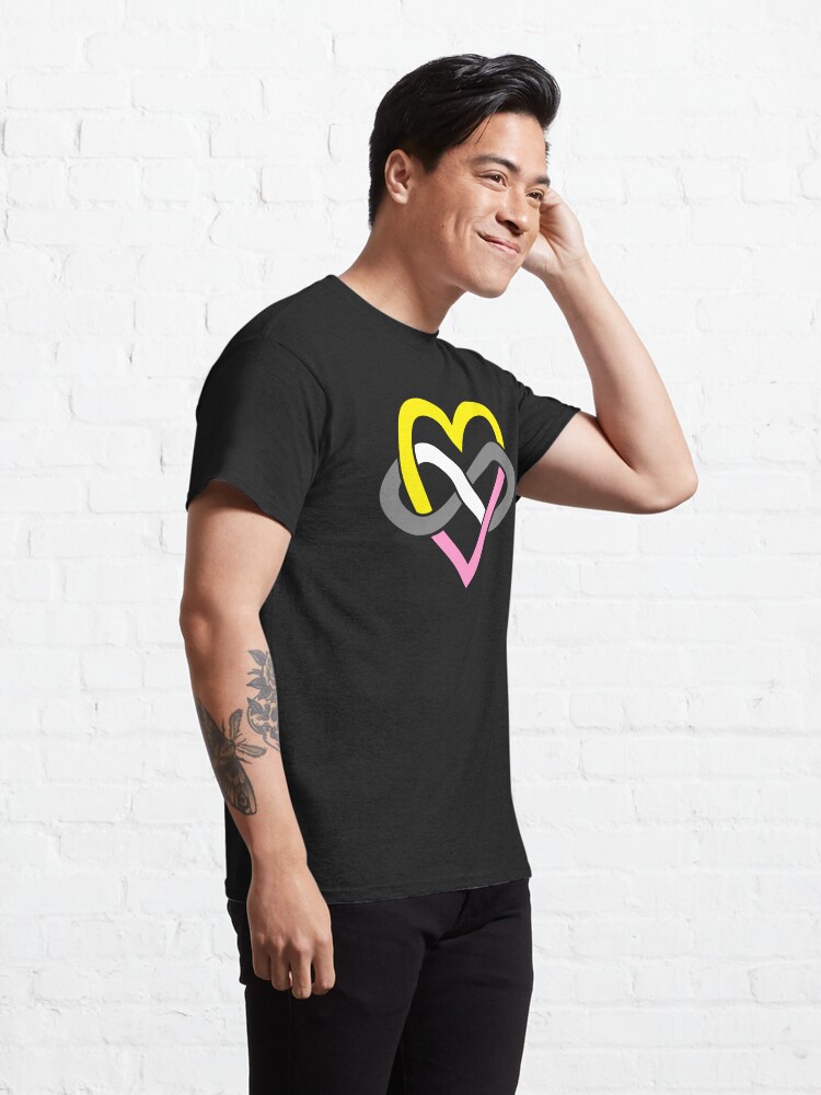 Thumbnail 5 of 7, Classic T-Shirt, Queerplatonic Polyamory Infinity Heart (Black) designed and sold by polyphiliashop.
