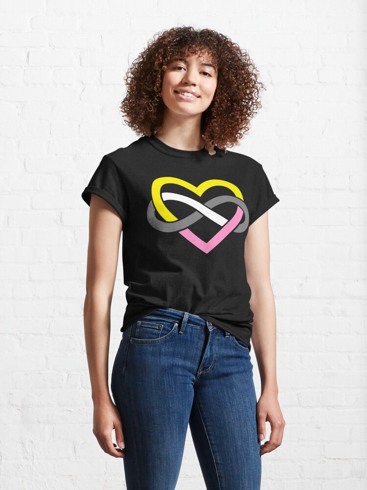 Thumbnail 4 of 7, Classic T-Shirt, Queerplatonic Polyamory Infinity Heart (Black) designed and sold by polyphiliashop.