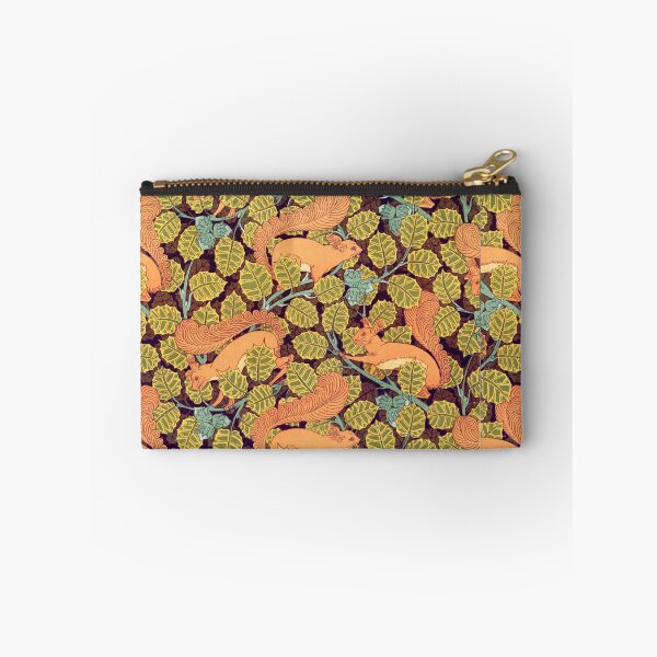 Item preview, Squirrels and Hazelnut Leaves ,Art Nouveau Green Yellow Brown Floral designed and sold by BulganLumini.