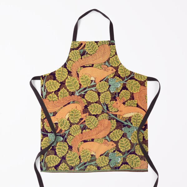Item preview, Squirrels and Hazelnut Leaves ,Art Nouveau Green Yellow Brown Floral designed and sold by BulganLumini.