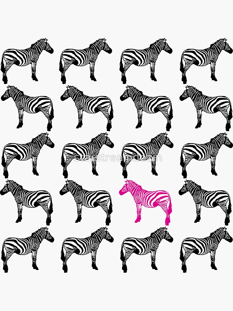 "One Pink Zebra in the Herd" Sticker for Sale by starstreamdezin
