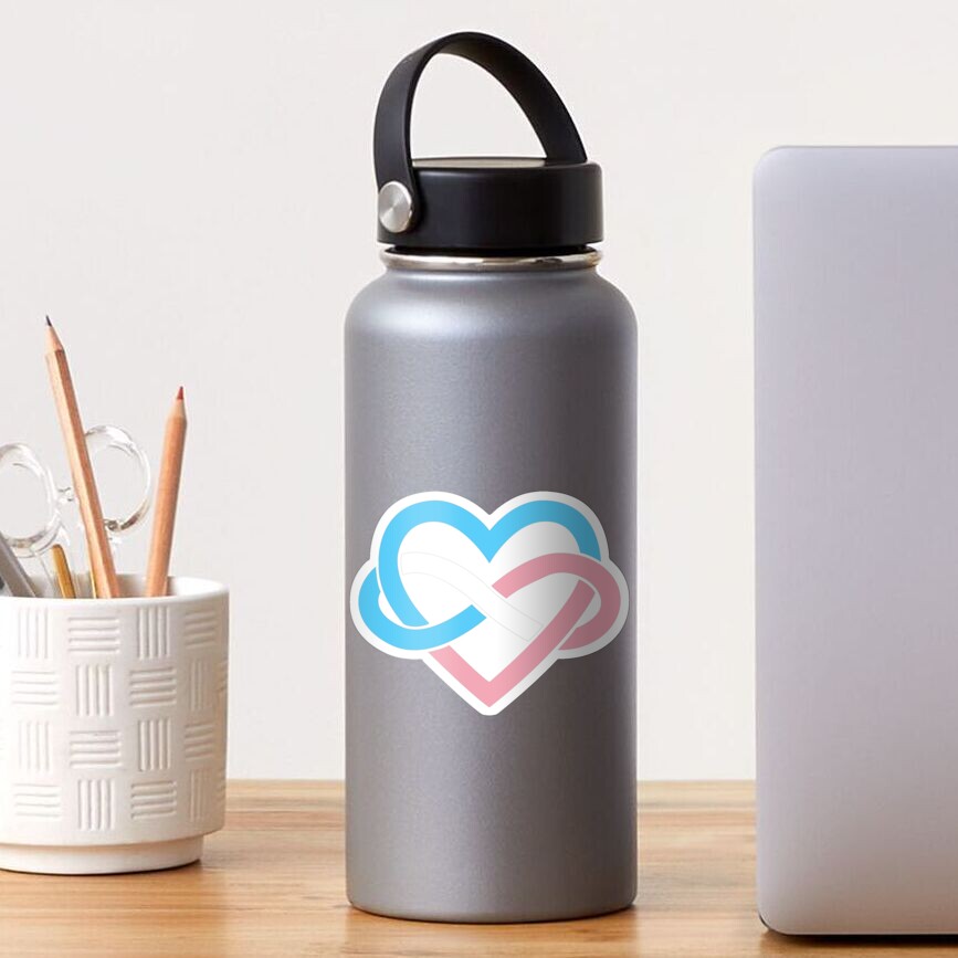 Transgender Polyamory Infinity Heart (Black) Sticker