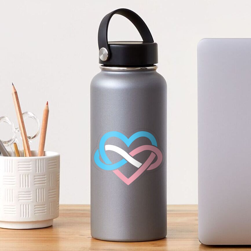 Transgender Polyamory Infinity Heart (Black) Sticker