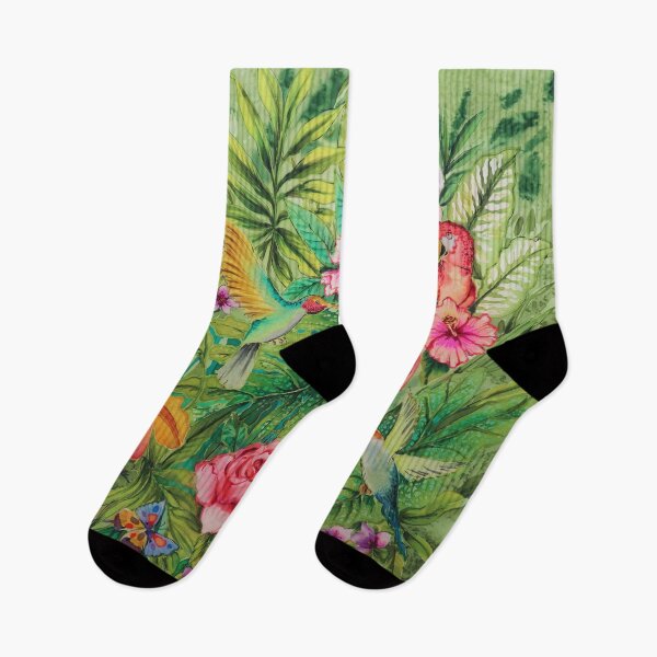 Item preview, Hummingbirds and Parrot Tropical Forest designed and sold by Leslie Rogers Todder.