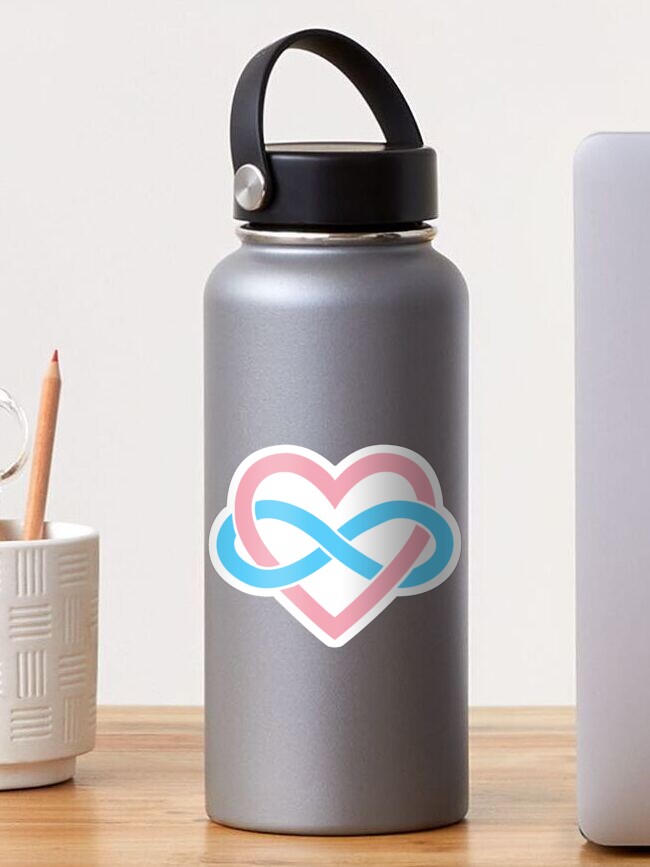 Thumbnail 1 of 3, Sticker, Transgender Polyamory Infinity Heart (White) designed and sold by polyphiliashop.