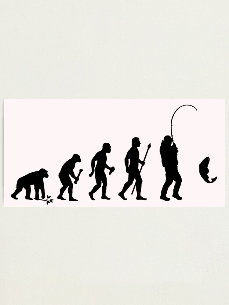 Evolution Of Man and Fishing Photographic Print for Sale by BeyondEvolved