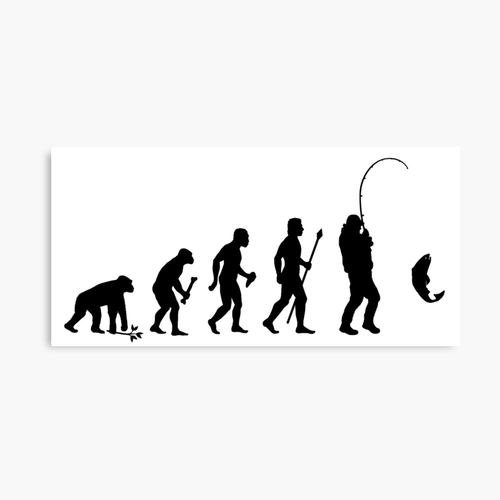 Evolution Of Man and Fishing Metal Print for Sale by BeyondEvolved
