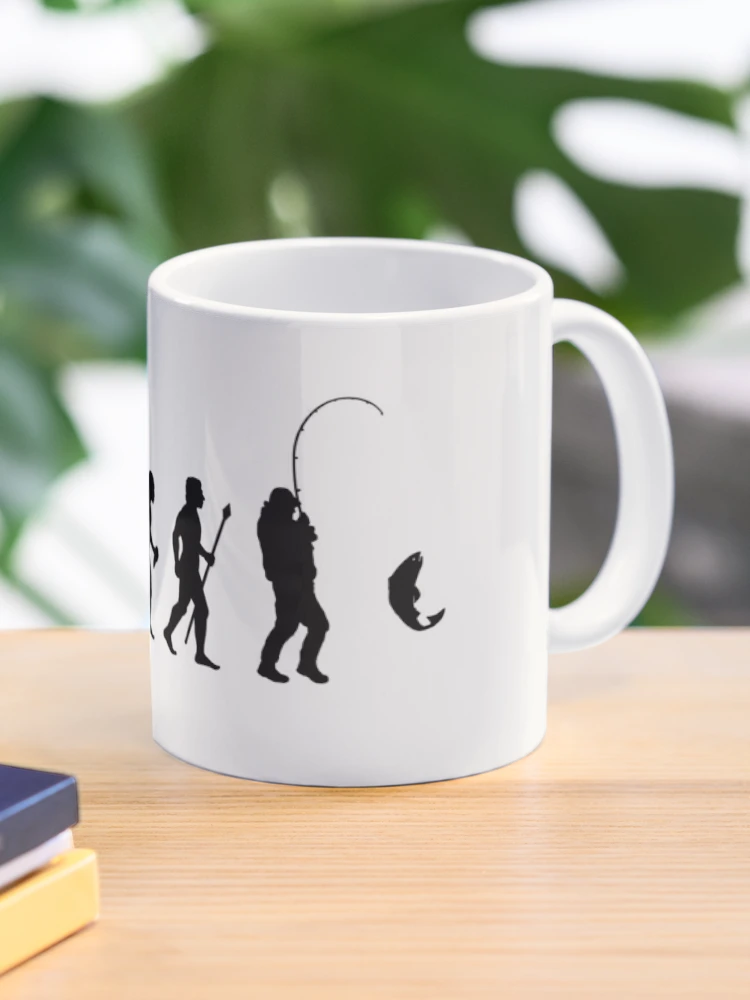 Evolution Of Man and Fishing Coffee Mug for Sale by BeyondEvolved