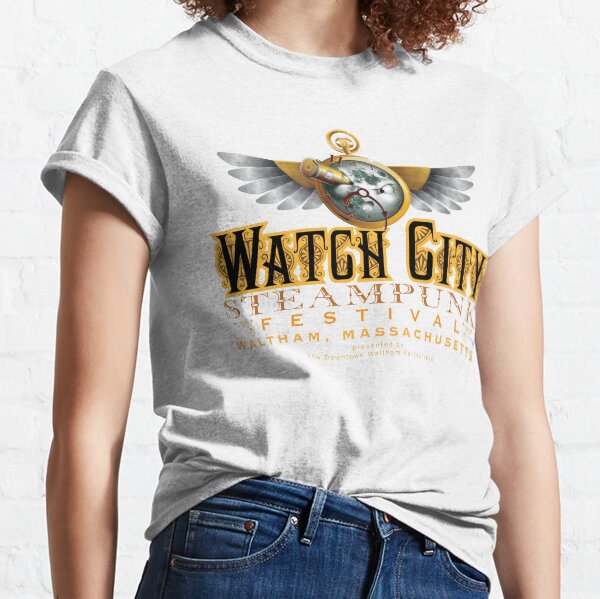 Regarder le logo de la lune du festival Steampunk de la ville T-shirt classique