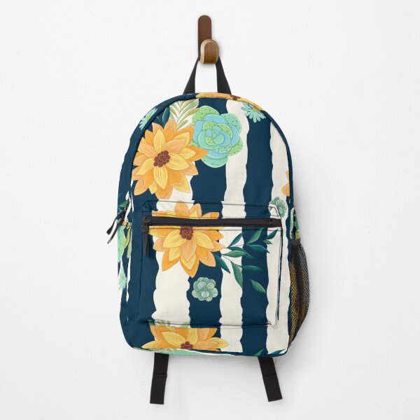 Item preview, Spring Floral Stripes of Yellow and Teal Flowers - White and Black Striped designed and sold by GypsyMagic.