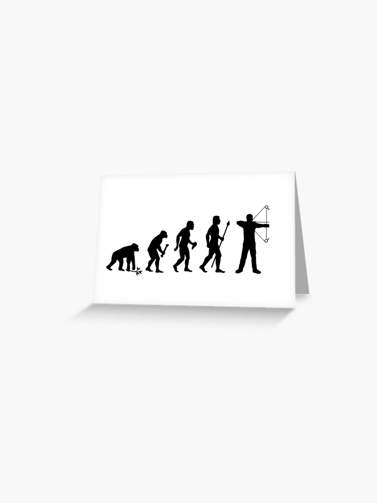 Lustige Evolution Von Mann Und Bogenschiessen Grusskarte Von Beyondevolved Redbubble