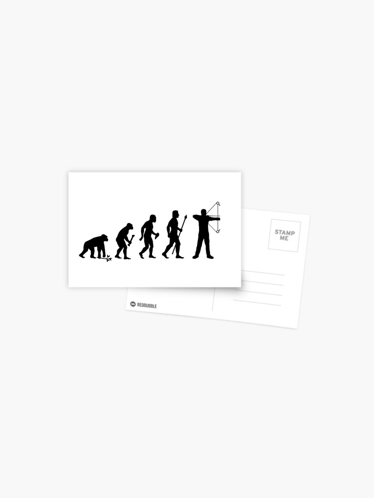 Lustige Evolution Von Mann Und Bogenschiessen Postkarte Von Beyondevolved Redbubble