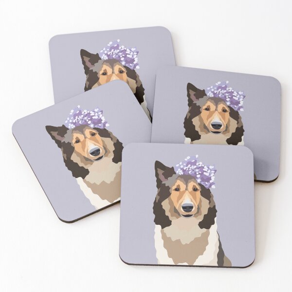 Artikelvorschau, Sheltie Purple Flower Hundeporträt digitale Illustration entworfen und verkauft von sherylwylie.
