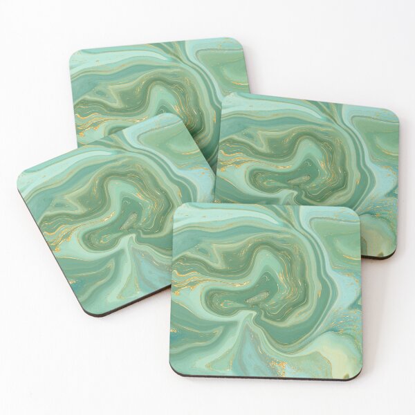 Item preview, Liquid Marble Paint Pour Green with Gold Accents designed and sold by Julie Erin Designs.