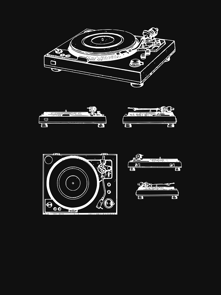 turntable record player patent image (white graphic, no text) by popmod