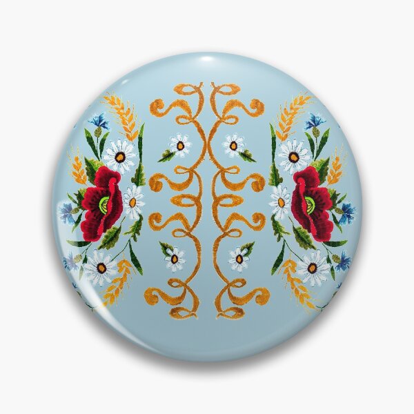 Item preview, Poppy and Cornflower Embroidery Blue designed and sold by Image NDesign.
