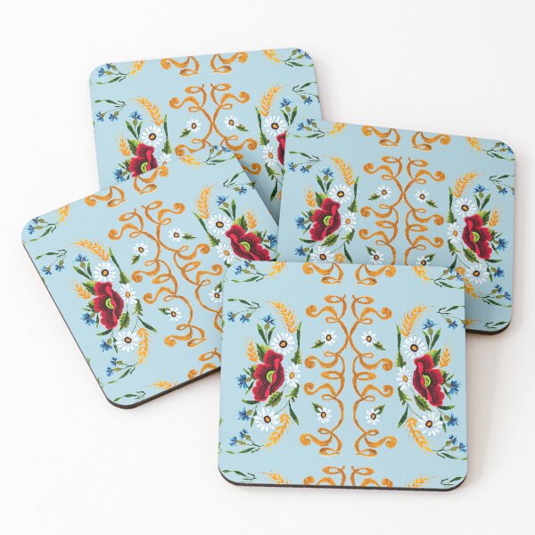 Item preview, Poppy and Cornflower Embroidery Blue designed and sold by Image NDesign.