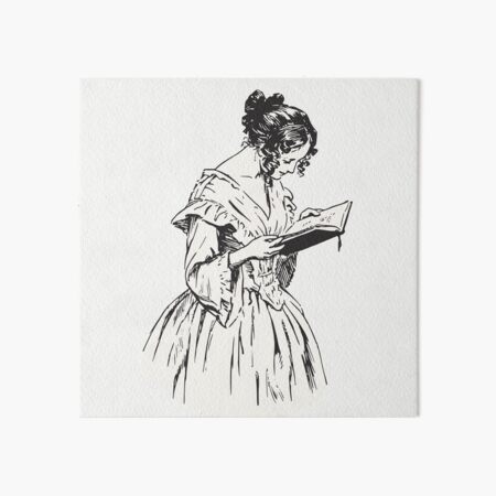 Dark academia women reading Art Board Print