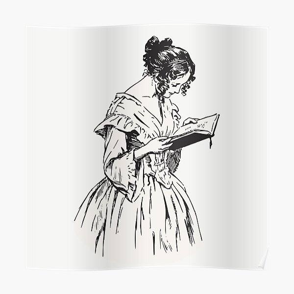 Dark academia women reading Poster