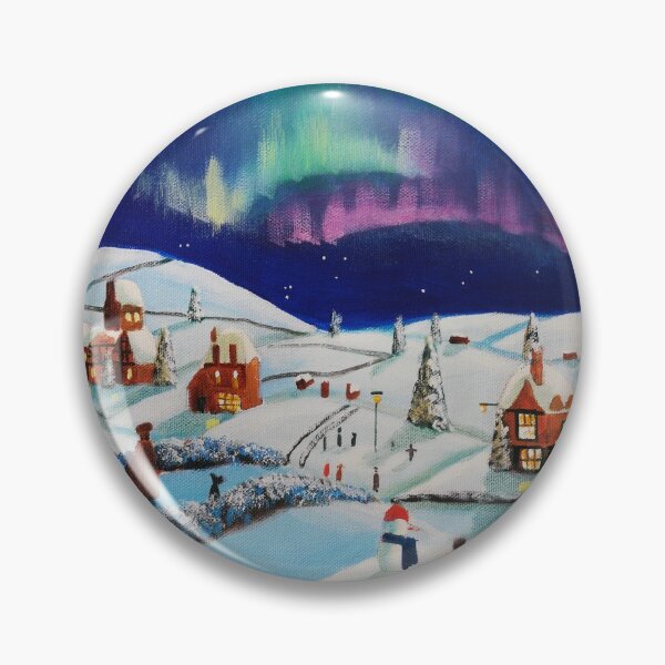 Item preview, Winter village, folk art painting designed and sold by GORDON BRUCE ART.