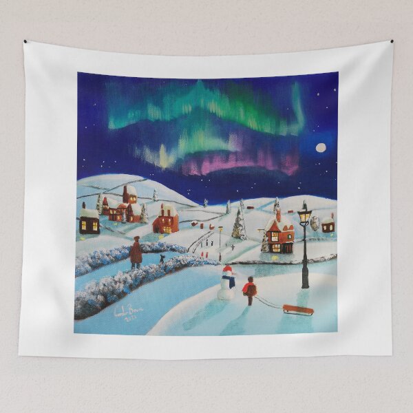 Item preview, Winter village, folk art painting designed and sold by GORDON BRUCE ART.