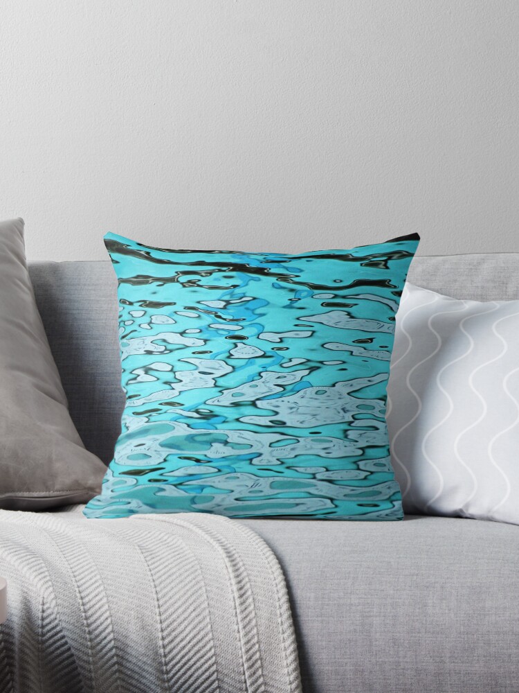 Thumbnail 1 of 3, Throw Pillow, Aqua Abstract designed and sold by Tiffany Dryburgh.