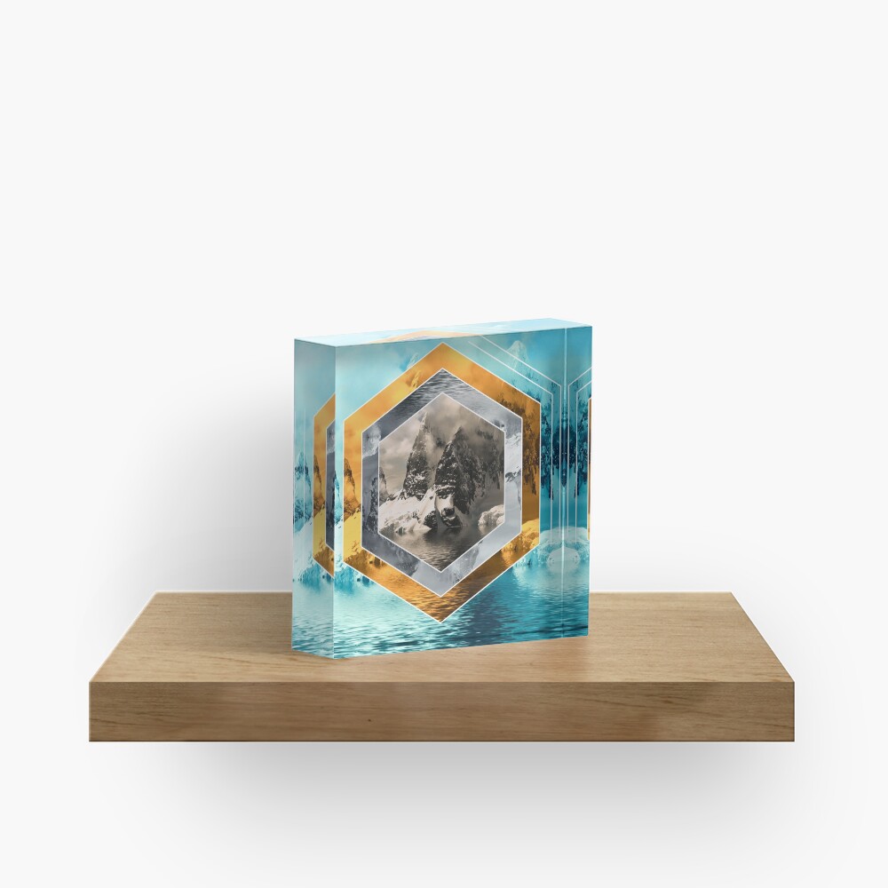 Winter Mountain Polyscape Acrylic Block