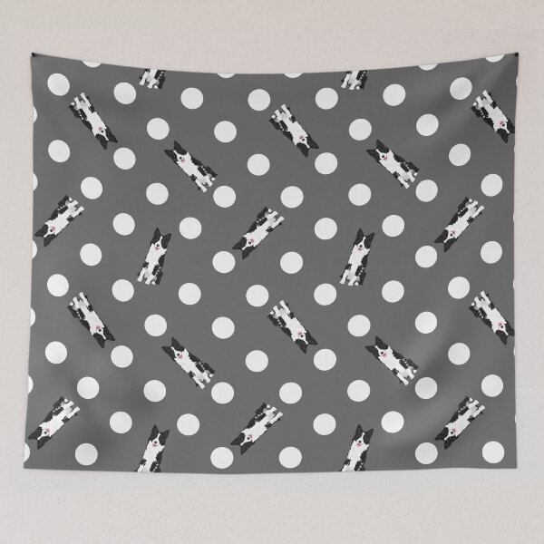 Item preview, Polka Dogs - Black/White Border Collie Grey designed and sold by PenelopeJaneArt.
