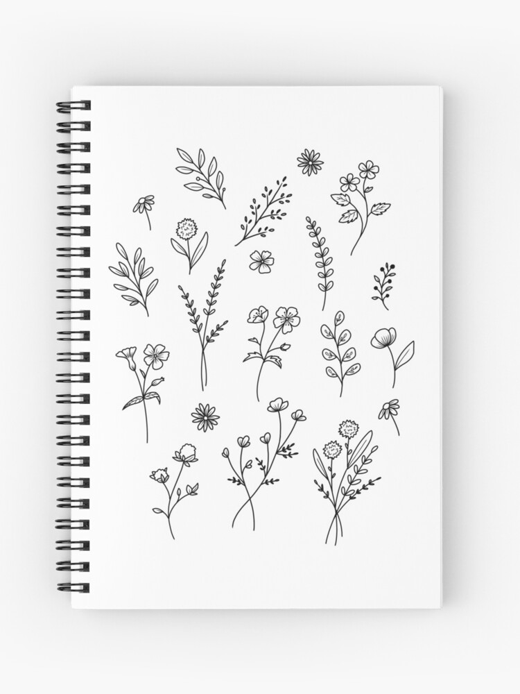 Simple Line Art Drawings of Flowers in Black and White Spiral