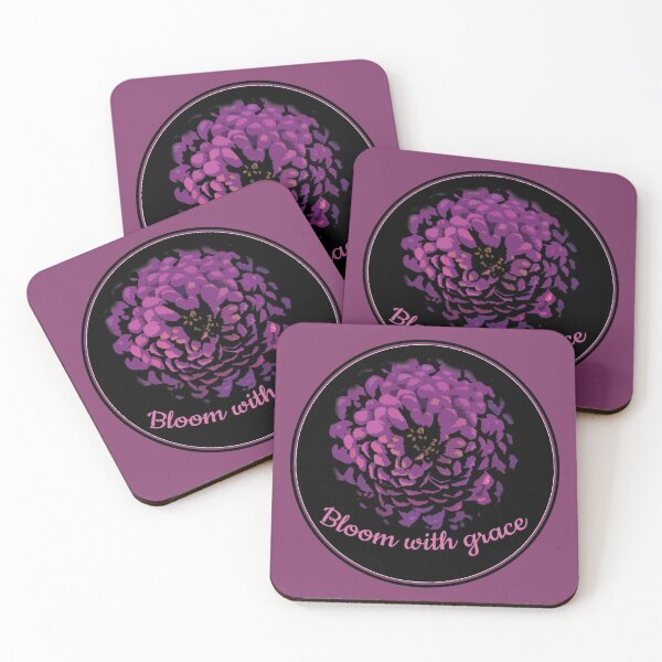 Item preview, Bloom with grace purple flower pattern black background designed and sold by myseptember18th.