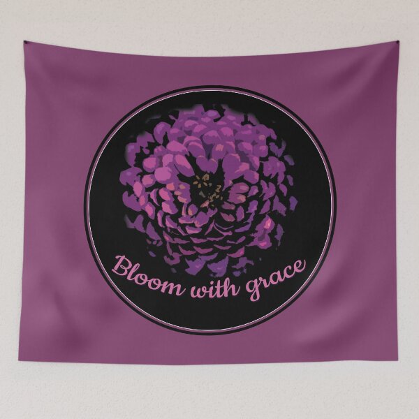 Item preview, Bloom with grace purple flower pattern black background designed and sold by myseptember18th.