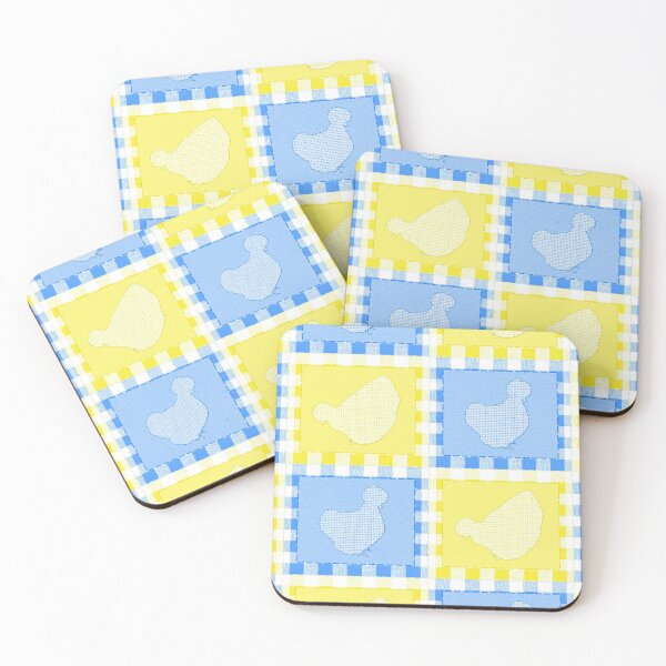 Item preview, Silkie Bantam Chicken Applique Patchwork Blue Yellow designed and sold by StandoutSilkies.
