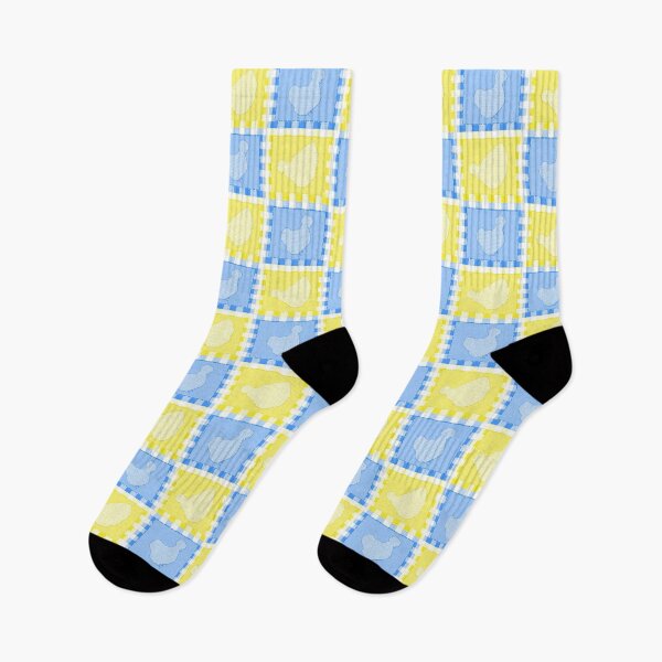 Item preview, Silkie Bantam Chicken Applique Patchwork Blue Yellow designed and sold by StandoutSilkies.