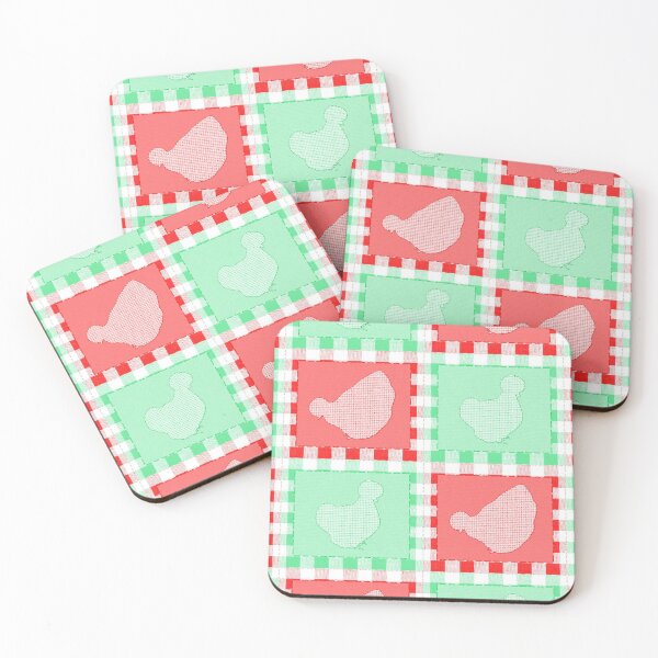 Item preview, Silkie Bantam Chicken Applique Patchwork Red Green designed and sold by StandoutSilkies.